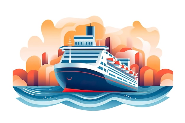 Nowoczesna ilustracja statku Ilustracja transportu Generacyjna sztuczna inteligencja