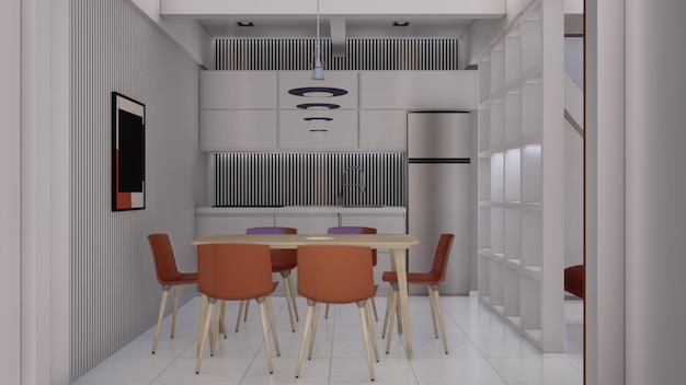 Nowoczesna kuchnia meble architektura wnętrz inspiracja ilustracja 3d