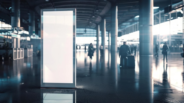 Nowoczesna maketa na pionowej pustej białej ekranie reklamowym na lotnisku