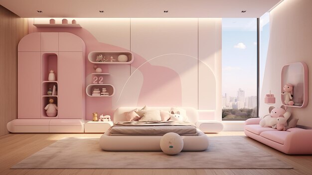 nowoczesna różowa sypialnia