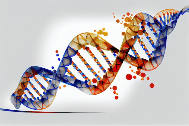 Nowoczesna struktura DNA w mikroskopie ze szczegółami w kolorze neonowym