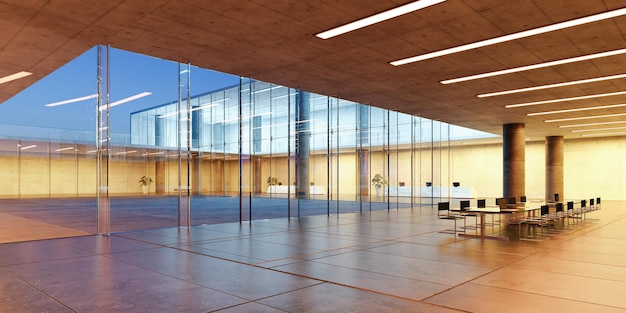 Nowoczesna szklana ściana budynków komercyjnych sala konferencyjna