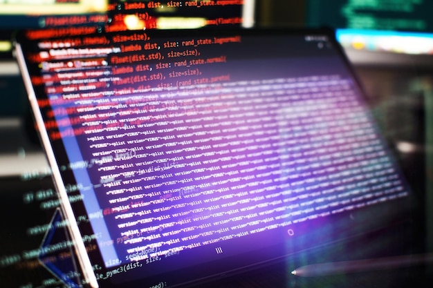 Nowoczesna tech składnia PHP podkreślona Pisanie funkcji programistycznych na laptopie Big data i trend Internetu rzeczy