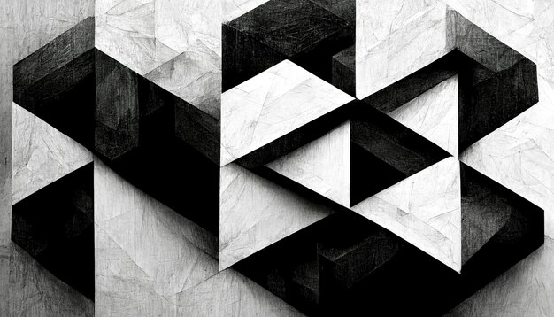 Zdjęcie nowoczesne abstrakcyjne dynamiczne kształty czarno-białe tło z ziarnistą teksturą papieru sztuka cyfrowa