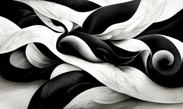 Nowoczesne abstrakcyjne dynamiczne kształty czarno-białe tło z ziarnistą teksturą papieru Sztuka cyfrowa