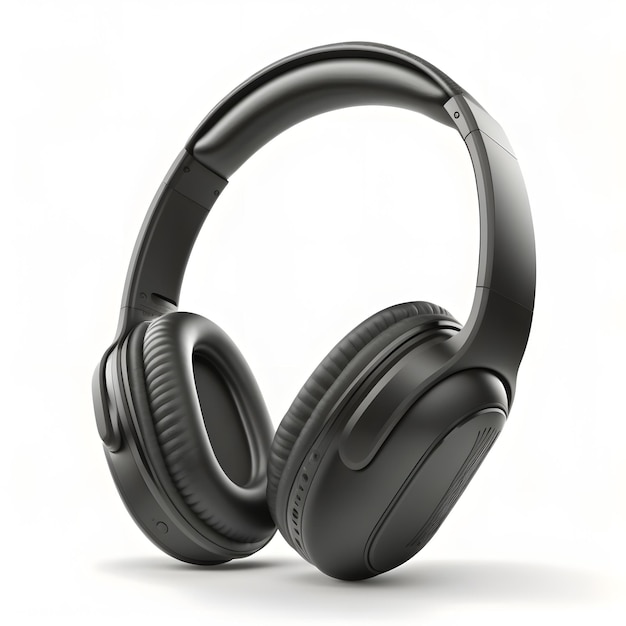 Zdjęcie nowoczesne czarne słuchawki bezprzewodowe na białym tle