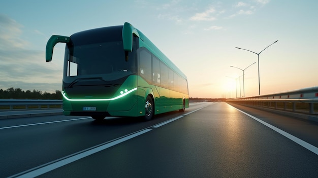 Nowoczesne, ekologiczne, zrównoważone autobusy Generative AI na drogach