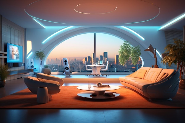 Nowoczesne i futurystyczne wnętrze salonu