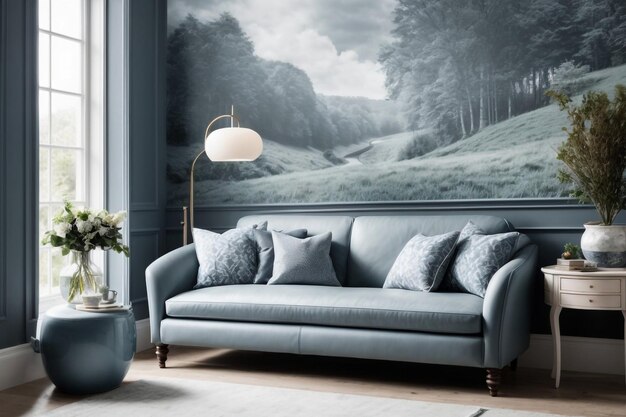 Zdjęcie nowoczesne klasyczne luksusowe wnętrze salonu z makietą ramki plakatów 3d rendering