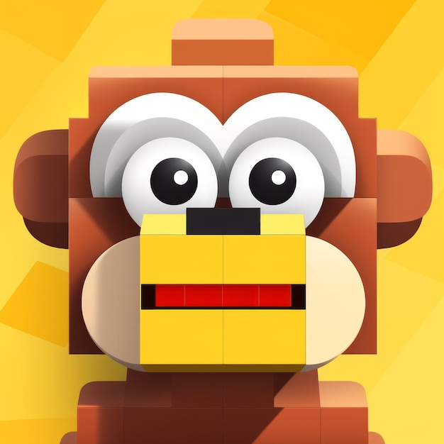 Nowoczesne logo aplikacji z Legofaced Monkey w stylu kreskówki