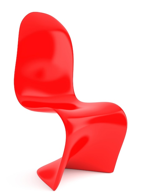 Nowoczesne meble Czerwone plastikowe krzesło na białym tle render