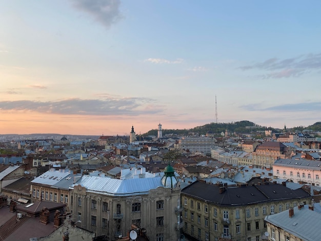 Nowoczesne Miasto Lwów Na Zachodniej Ukrainie Ze Starożytną Europejską Architekturą