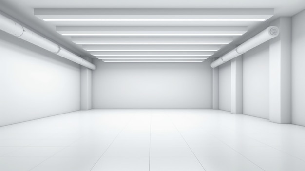 Nowoczesne minimalistyczne wnętrze z dużą pustą białą ścianą AI Generative