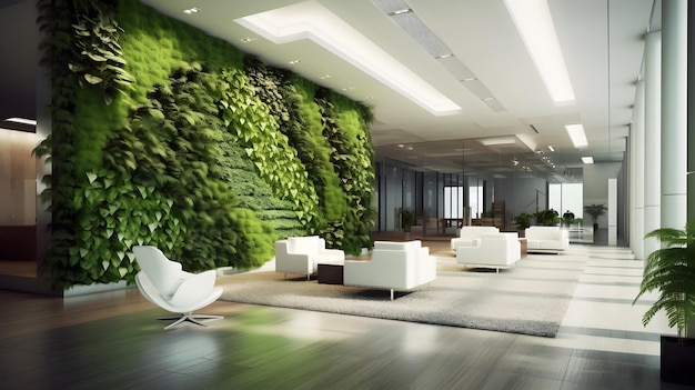 nowoczesne wnętrze biurowe z dekoracją roślin w pomieszczeniach