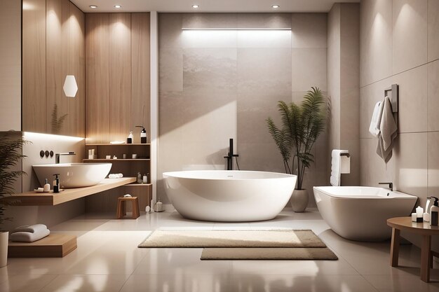 Zdjęcie nowoczesne wnętrze łazienki z minimalistycznym prysznicem i oświetleniem