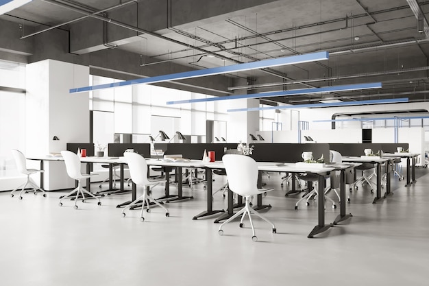 Nowoczesne Wnętrze Open Office Workspace Rendering 3d