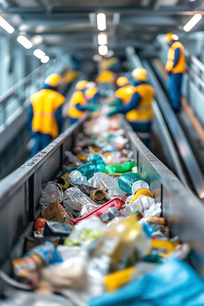 Nowoczesne zakłady recyklingu i sortowania odpadów sortowanie i przetwarzanie śmieci i tworzyw sztucznych