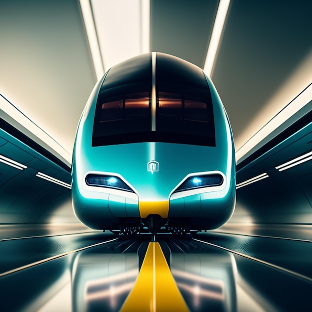 Nowoczesne zdjęcie pociągu wygenerowane przez AI