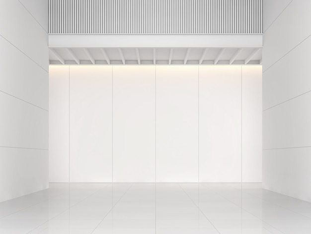 Nowoczesny biały budynek wnętrza przestrzeni tła koncepcja 3d ilustracji i renderowania.