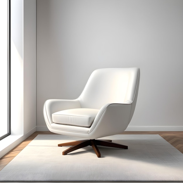 nowoczesny biały fotel na podłodze w pokoju