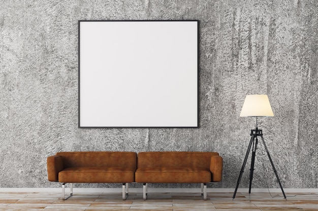 Nowoczesny ceglany salon z pustym billboardem