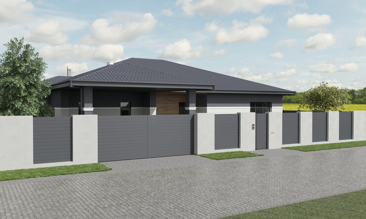 nowoczesny dom domek widok zewnętrzny 3d ilustracja 3D render