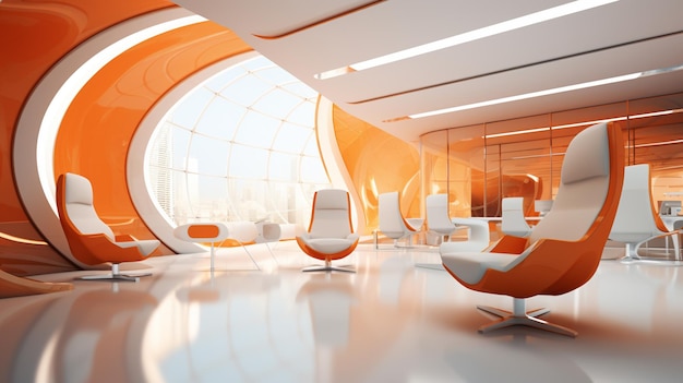Nowoczesny futurystyczny projekt wnętrz biurowych