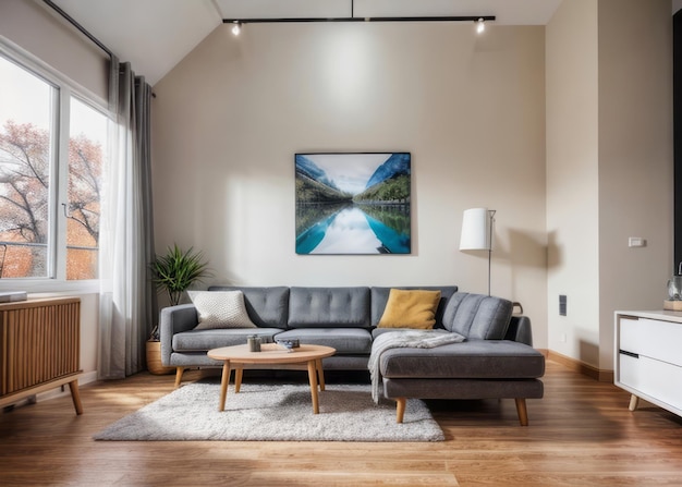 nowoczesny i luksusowy projekt wnętrza salonu z nowoczesną kanapą i meblami domowymi