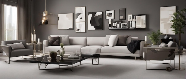Nowoczesny i luksusowy salon z sofą i telewizorem