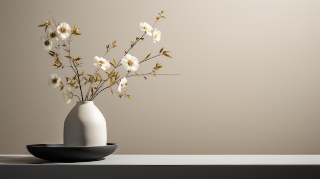 Nowoczesny i minimalistyczny sztuczny układ kwiatów w wazonie