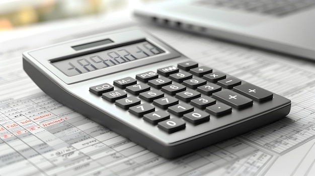 Nowoczesny kalkulator kredytów hipotecznych wyizolowany na białym tle pokazujący obliczenia finansowe dla domów