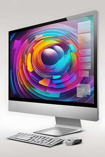 Nowoczesny kolorowy szeroki i kwadratowy ekran monitora komputera stacjonarnego AIGenerated