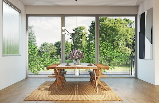 Nowoczesny luksusowy styl jadalni 3d render projektowania