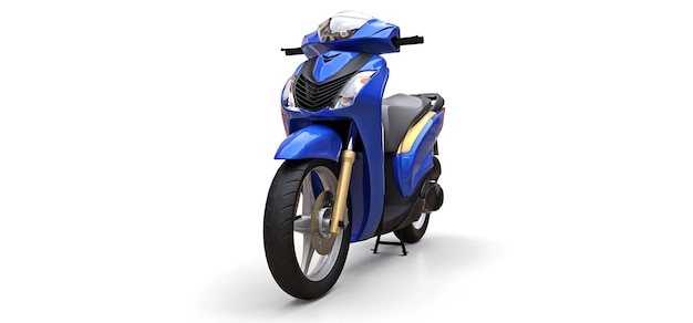 Nowoczesny miejski niebieski motorower na białym tle ilustracji 3d