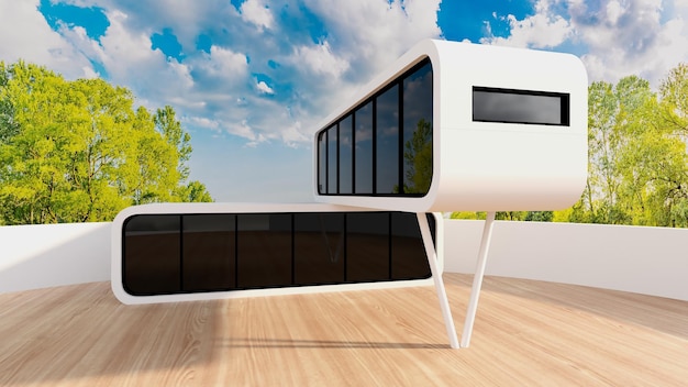 Nowoczesny, minimalistyczny dom renderowania 3d