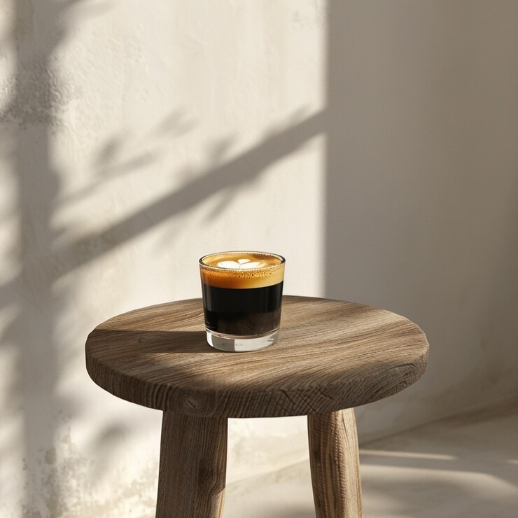 Zdjęcie nowoczesny minimalistyczny kawiarnia espresso tonic na drewnianym stole