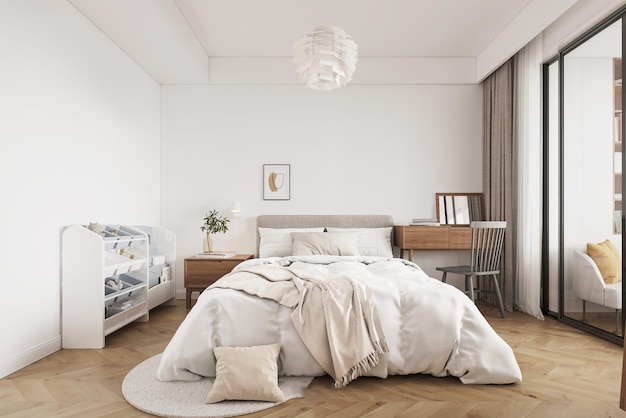 Nowoczesny minimalistyczny projekt sypialni