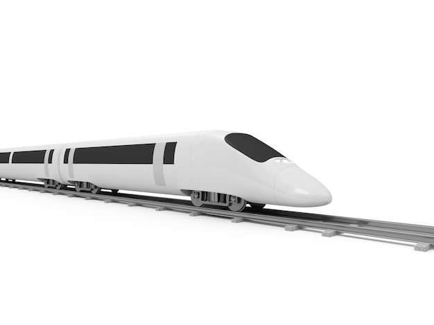 Nowoczesny pociąg dużych prędkości na białym tle