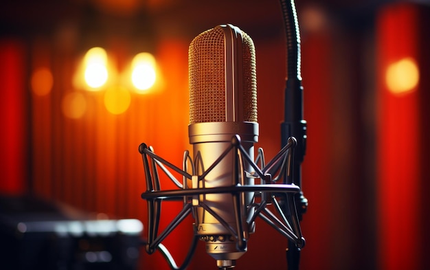 Nowoczesny profesjonalny mikrofon w studiu nagrań
