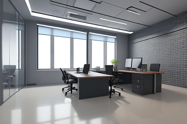 Nowoczesny render wnętrza biura 3D