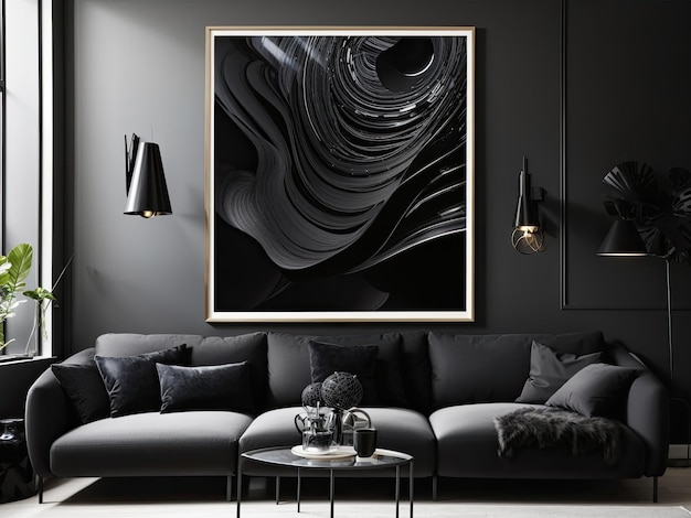 nowoczesny salon z czarną farbą