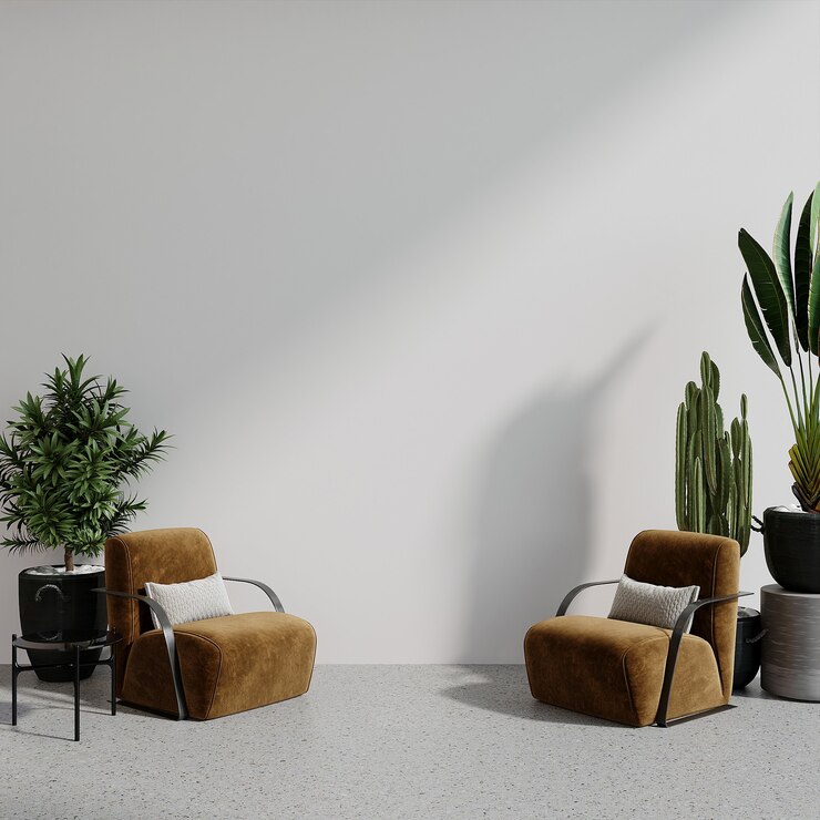 Nowoczesny salon z fotelami renderowania 3d
