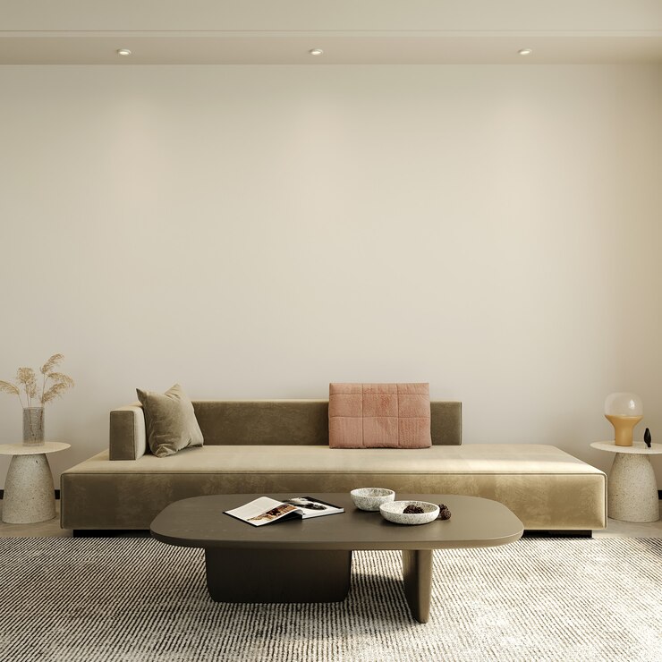 Nowoczesny salon z sofą renderowania 3d