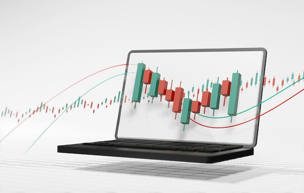 Nowoczesny świecznik na laptopach Analiza finansowa i strategie handlowe