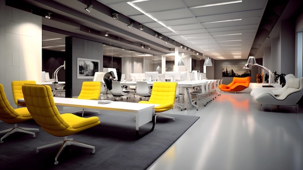 Zdjęcie nowoczesny wnętrze biura z dużą przestrzenią