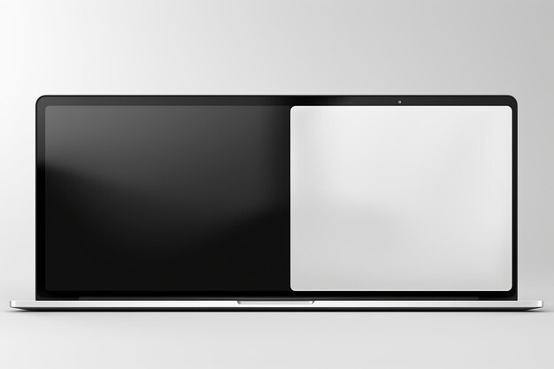 Nowoczesny wyświetlacz komputerowy i laptop z pustym ekranem na białym tle