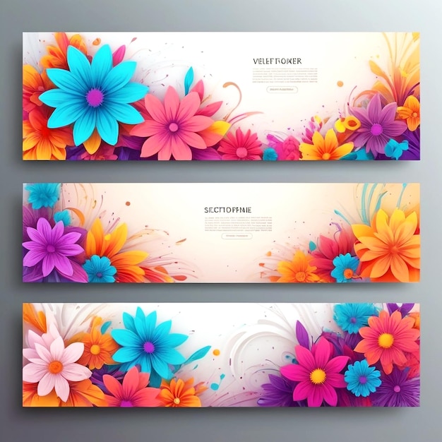 Zdjęcie nowoczesny zestaw abstrakcyjnych banerów kwiatowych