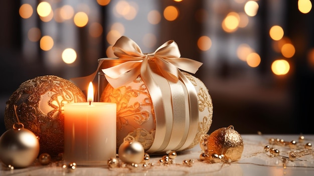Noworoczna dekoracja wnętrz ze świecą