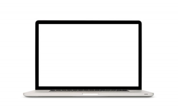Nowożytny laptop z pustym ekranem odizolowywającym na białym tle