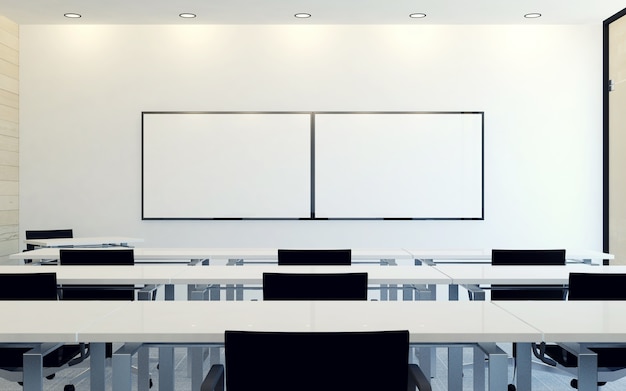 Nowożytny wnętrze biznesowa sala konferencyjna z pustym monitoru ekranem dla prezentaci